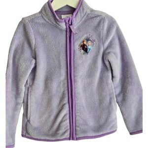 Disney Frozen Elsa Anna Fleece‎ Jacket Girls Size 4 Purple Full Zip